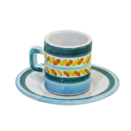 Tazzina caffè cilindrica Piattino Segesta Ceramiche siciliane De Simone Tazzina caffè cilindrica Piattino Segesta Ceramiche siciliane De Simone